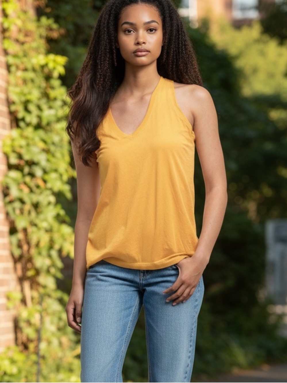 NWT ABLE Sanchez V-Neck Slouch Tank in Mustard Size xs